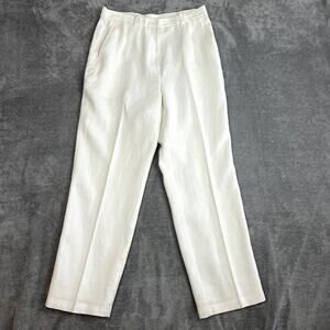 Kasper 100% Linen Pants‎ Womens 10 White Straight Leg Career Lightweight
